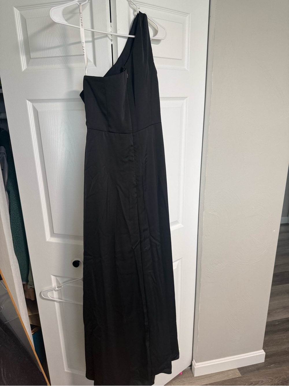Azazie Black One-Shoulder Evening Gown